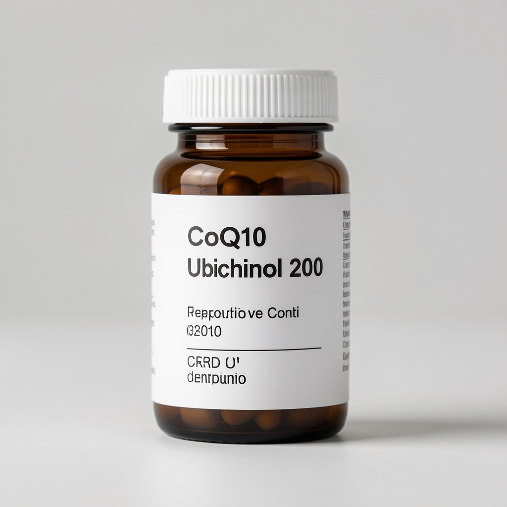 Envase de CoQ10 Ubichinol 200 preparado para envío con tarjeta de pedido contra entrega